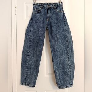 Zara Stonewashed Barrel Jeans